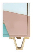 Mid Modern Italian Colored Glass Sideboards with Solid Wood Structure and Brass