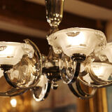 Lustre art deco, chrome, 6 lights