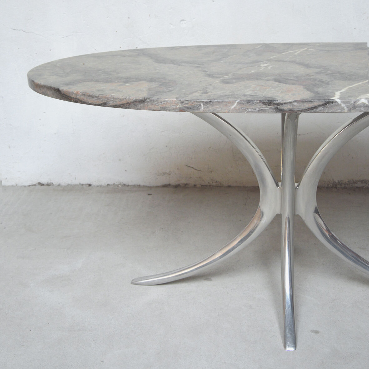 Chrome and marble table, Italy 1970