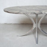 Chrome and marble table, Italy 1970
