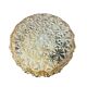Vintage 1970s round wall light ceiling fixture with amber glass and gold.