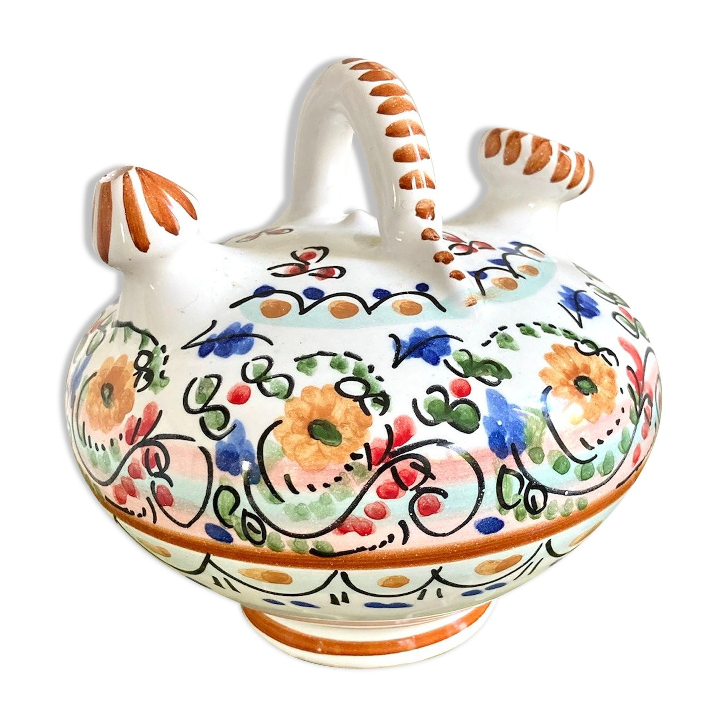 Gargoulette jug ceramic flower spade