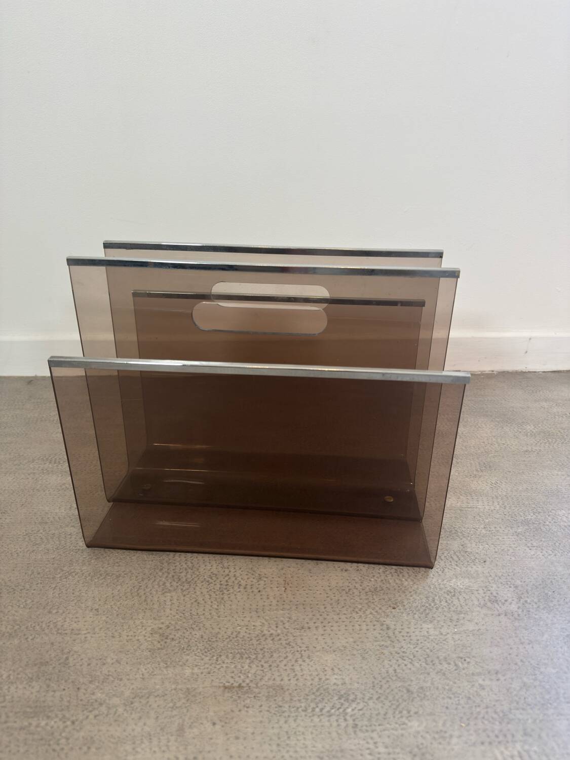 Acrylic and metal magazine rack