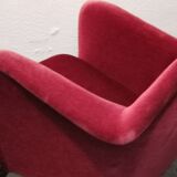 Pair of organic armchairs from the 50s red velvet