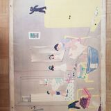 Ancienne affiche scolaire 1950 bi faces