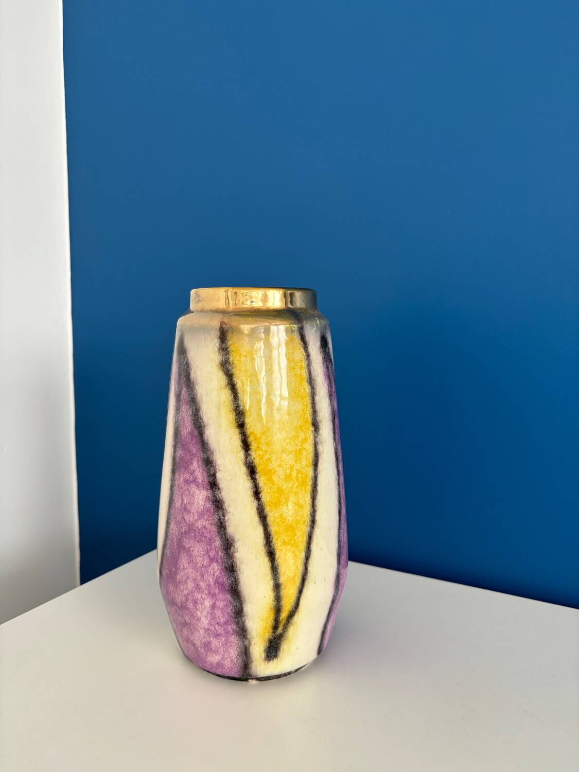 west germany purple yellow and gold vase / vase made in germany