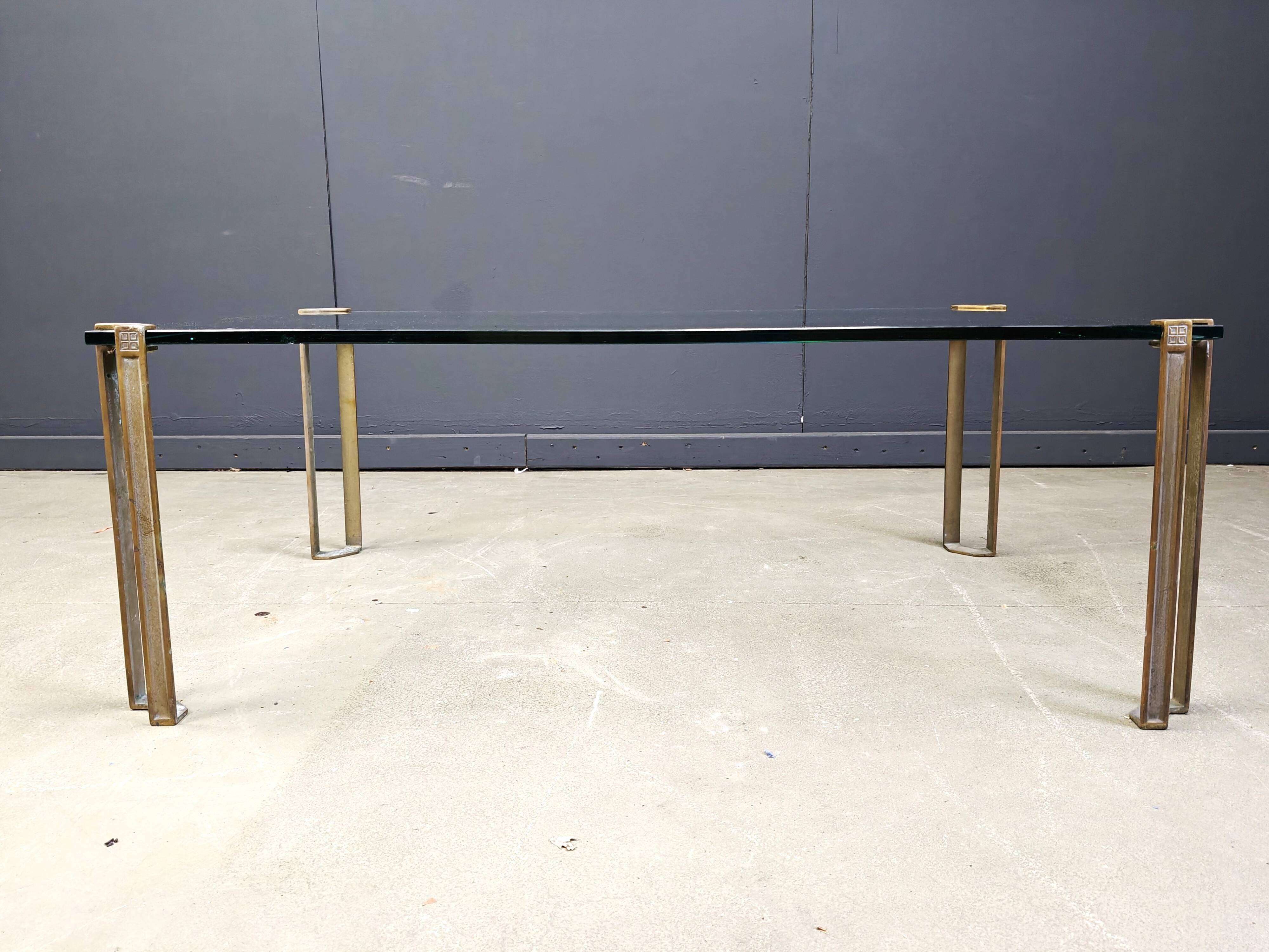 Peter Ghyczy T24 Pioneer Glass and Cast Brass rectangular Coffee