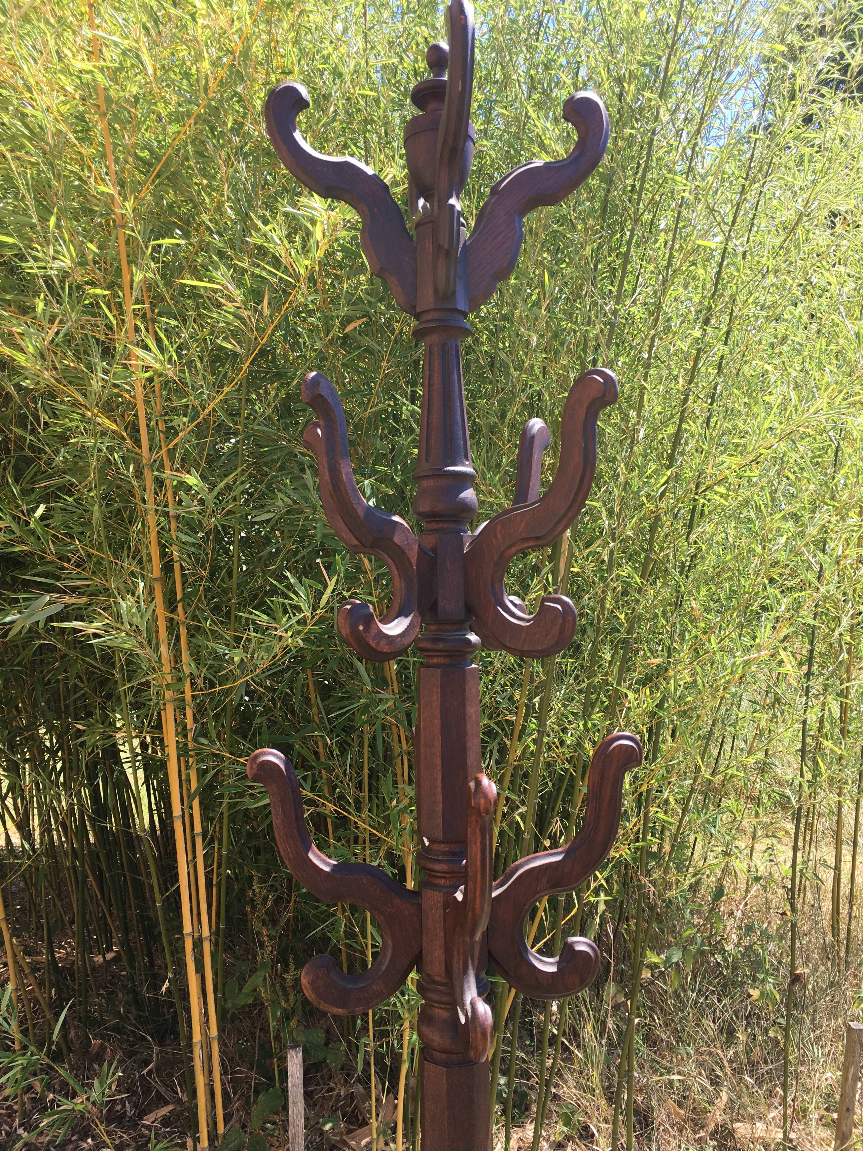 Coat rack on oak and zinc stand