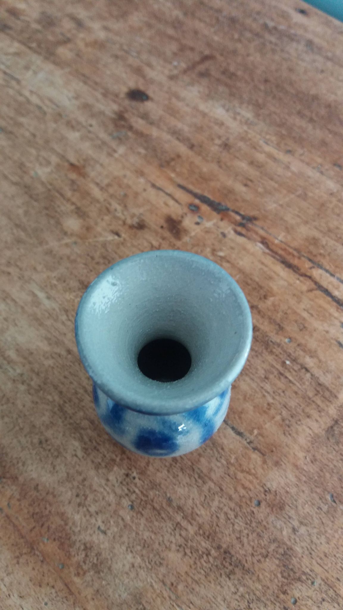 Miniature salt-glazed stoneware vase from Alsace
