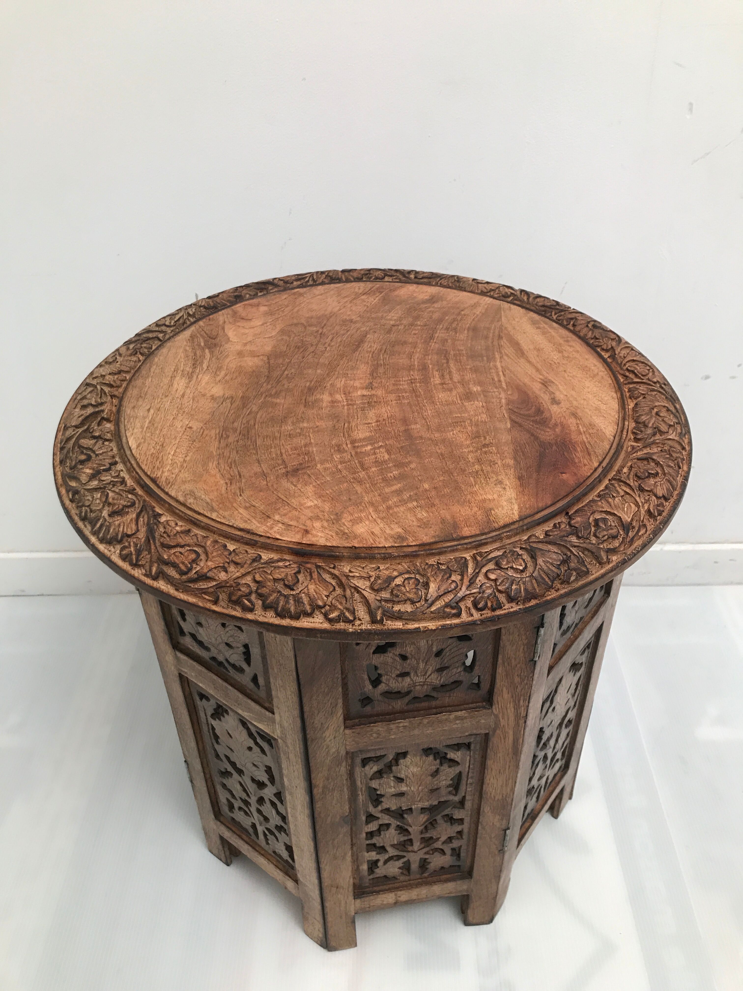 Exotic wooden coffee table carved molding