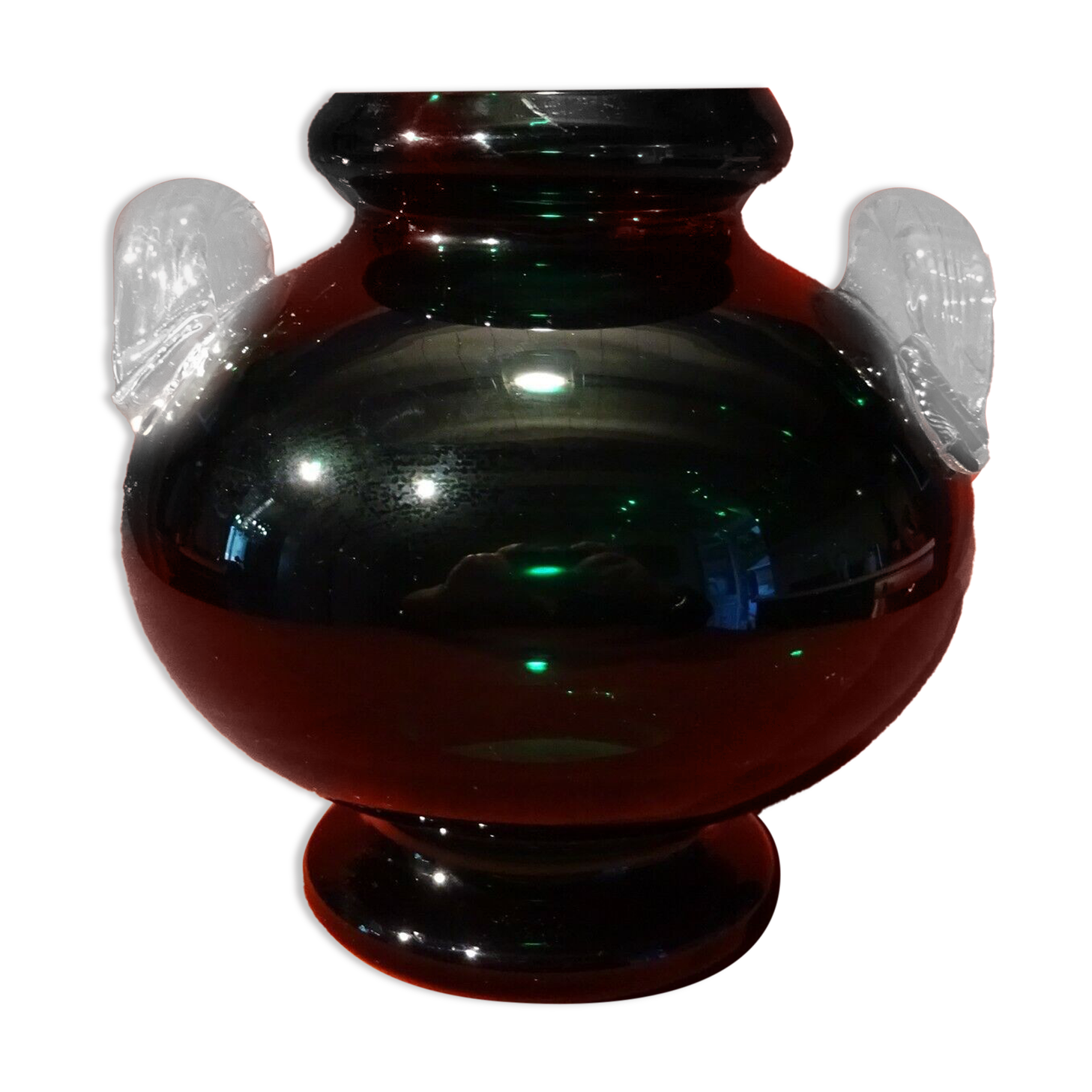 Vintage green glass vase 70's 80's