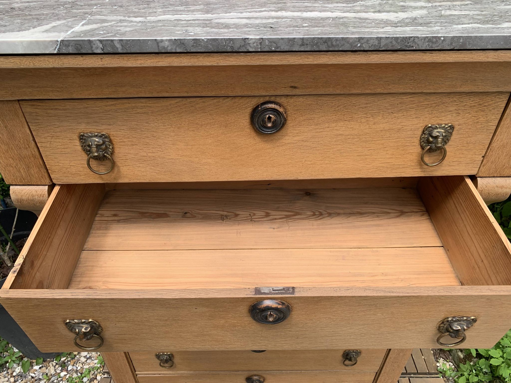 High Empire chest of drawers in solid raw oak