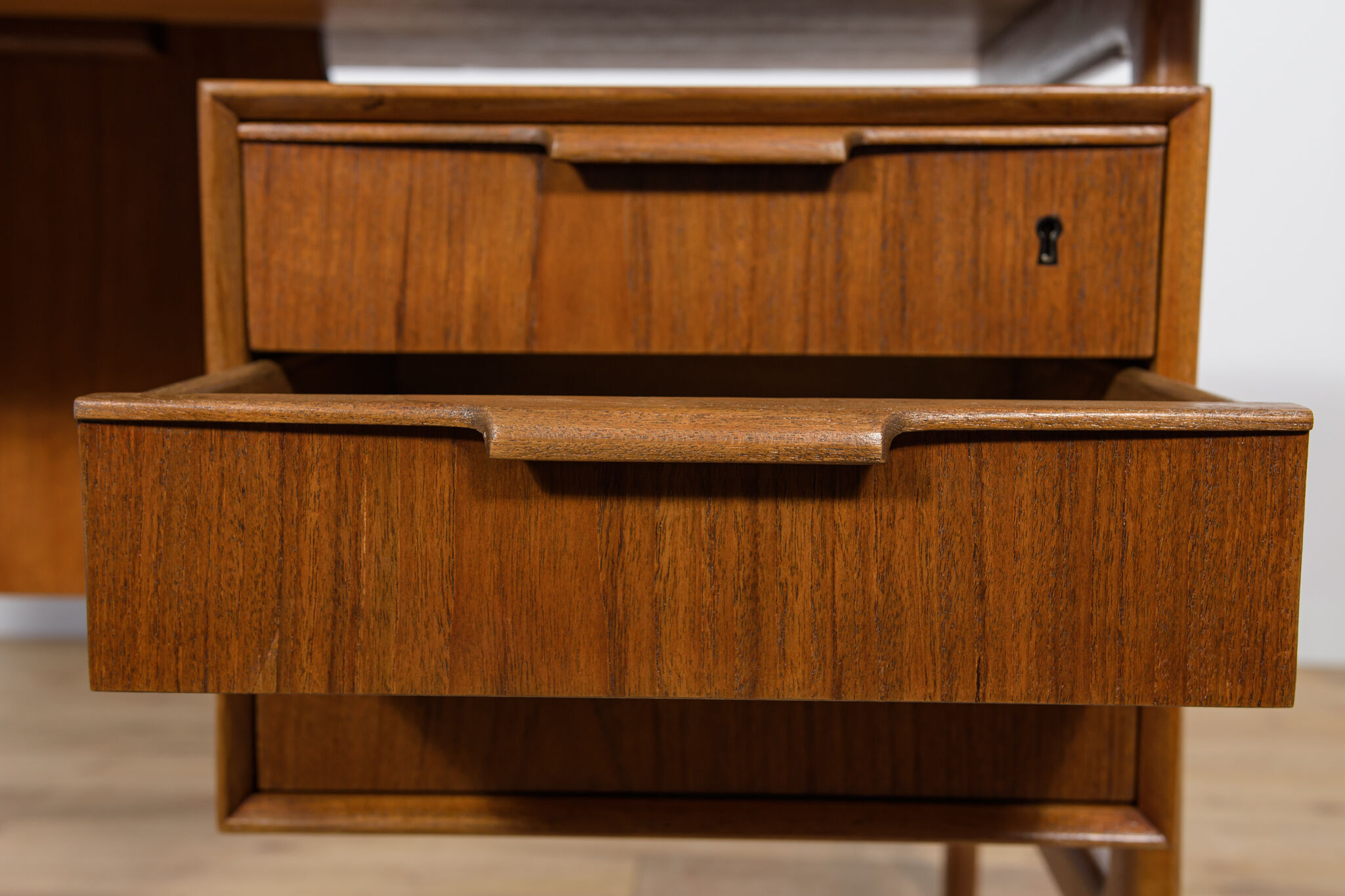 Mid-Century Teak Model 75 Freestanding Desk from Omann Jun, Denmark, 1950s
