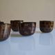 Set of 6 traditional bowls Burmese craftsmanship lacquered bamboo horsehair