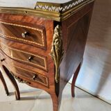 Pair of Louis XV style bedside tables in marquetry