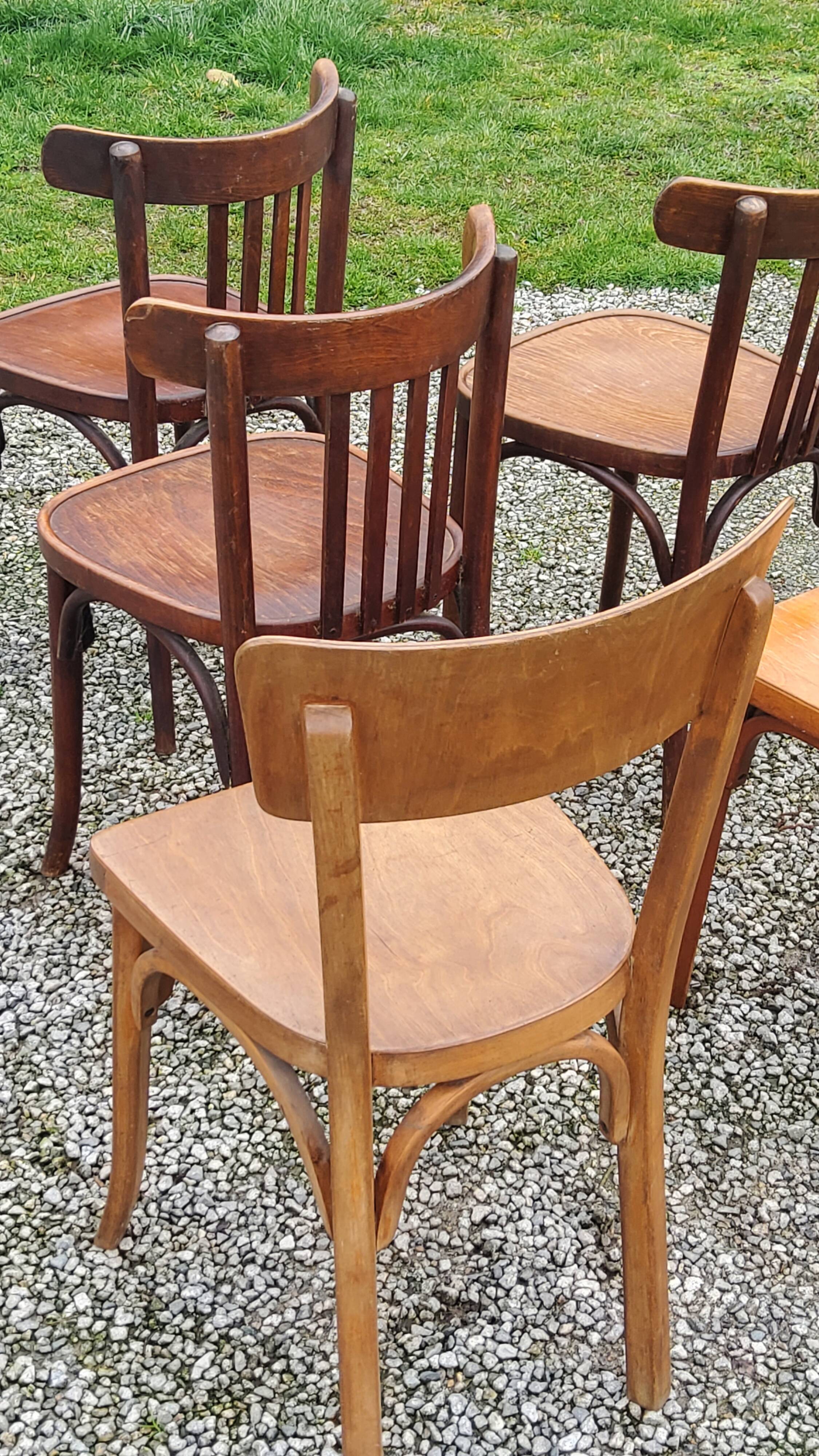 Set of 6 old bistro chairs Baumann and others