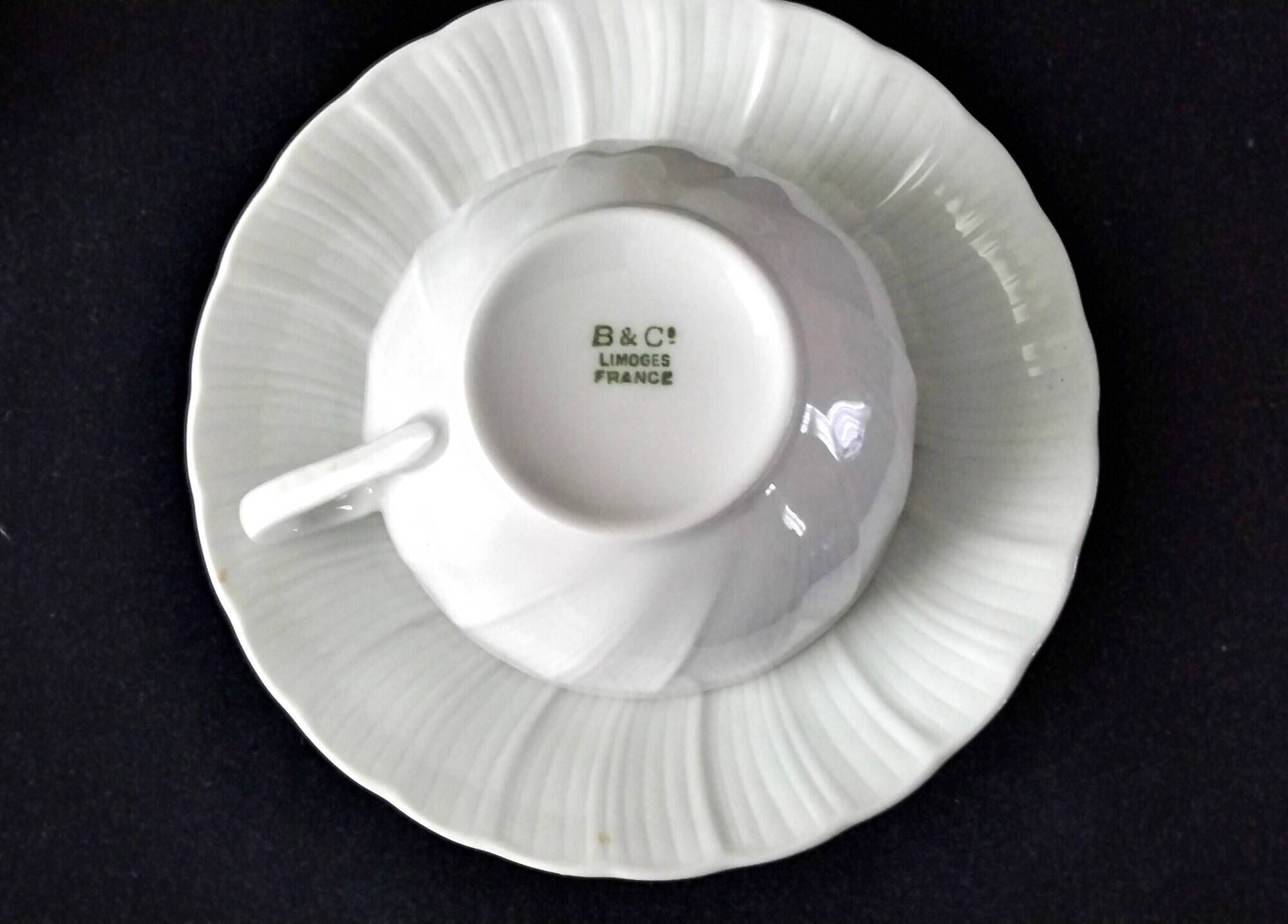6 tea or coffee cups in Limoges porcelain by Bernardaud & Co.