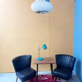 “Saturn” suspension in chrome and opaline glass