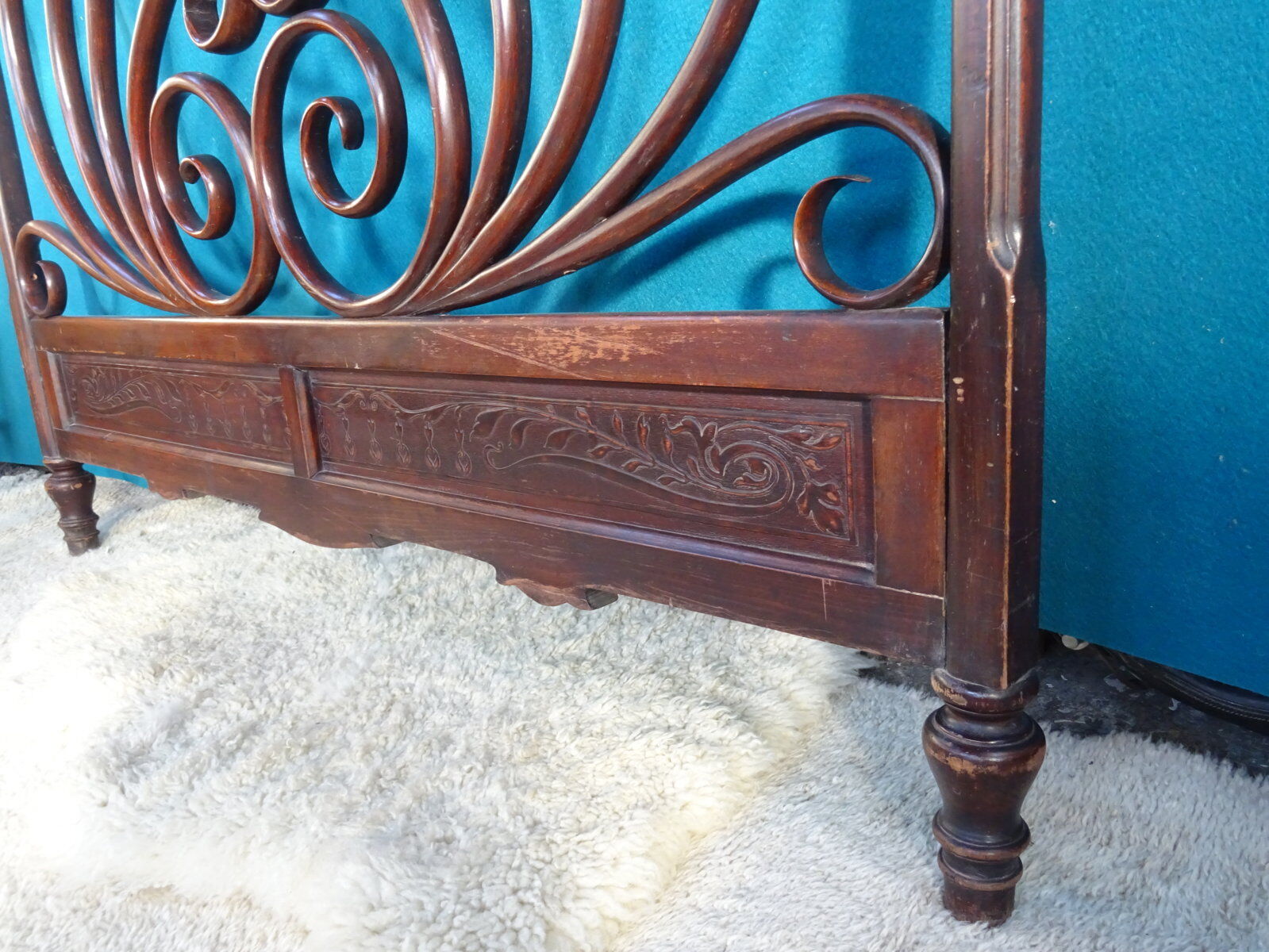 Double wooden headboard turned J & J kohn