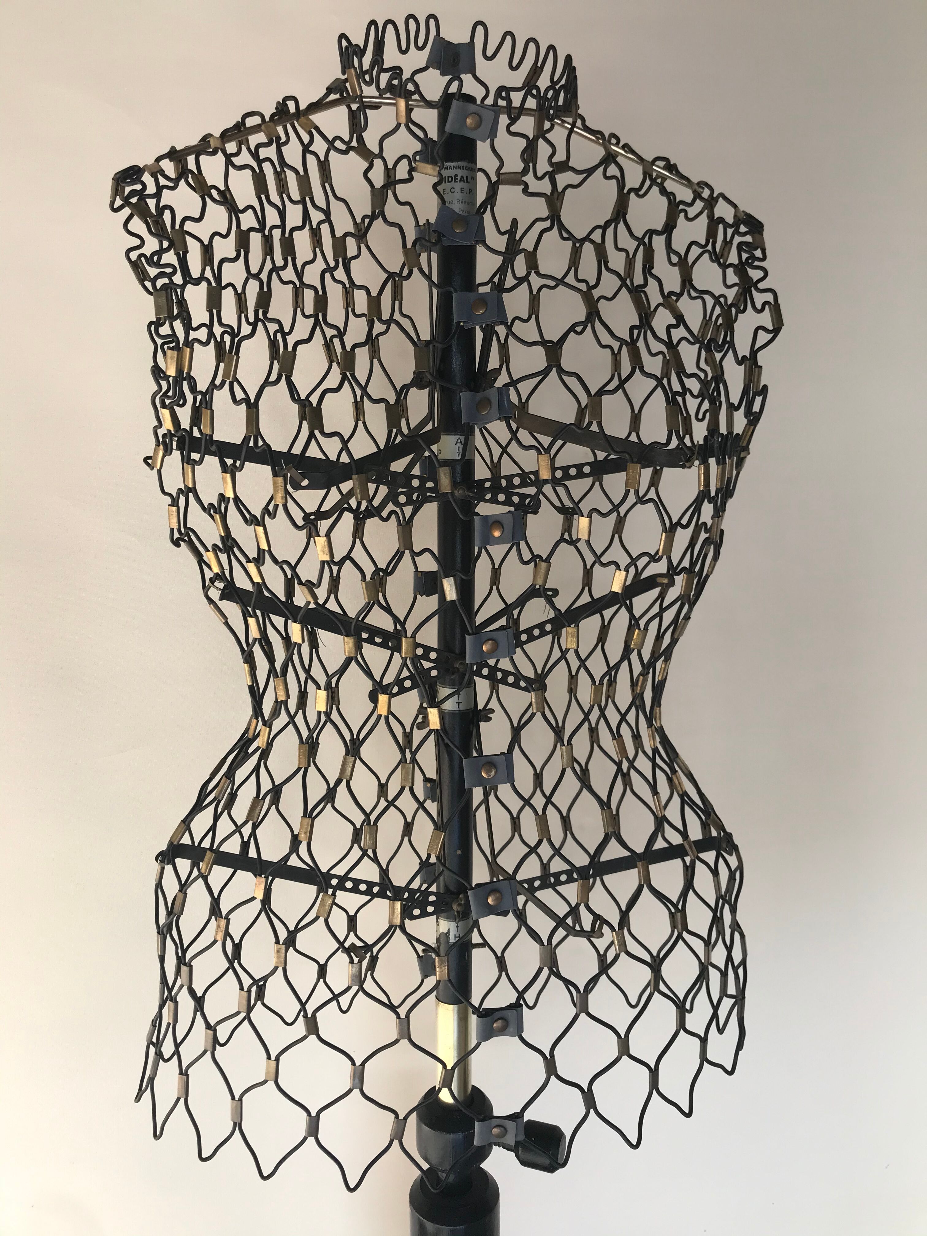 Mannequin buste couturière tripode Idéal métal et bois vintage 50