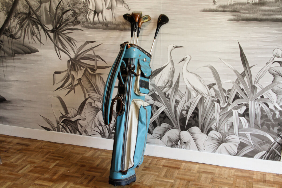 Burton golf bag and vintage clubs