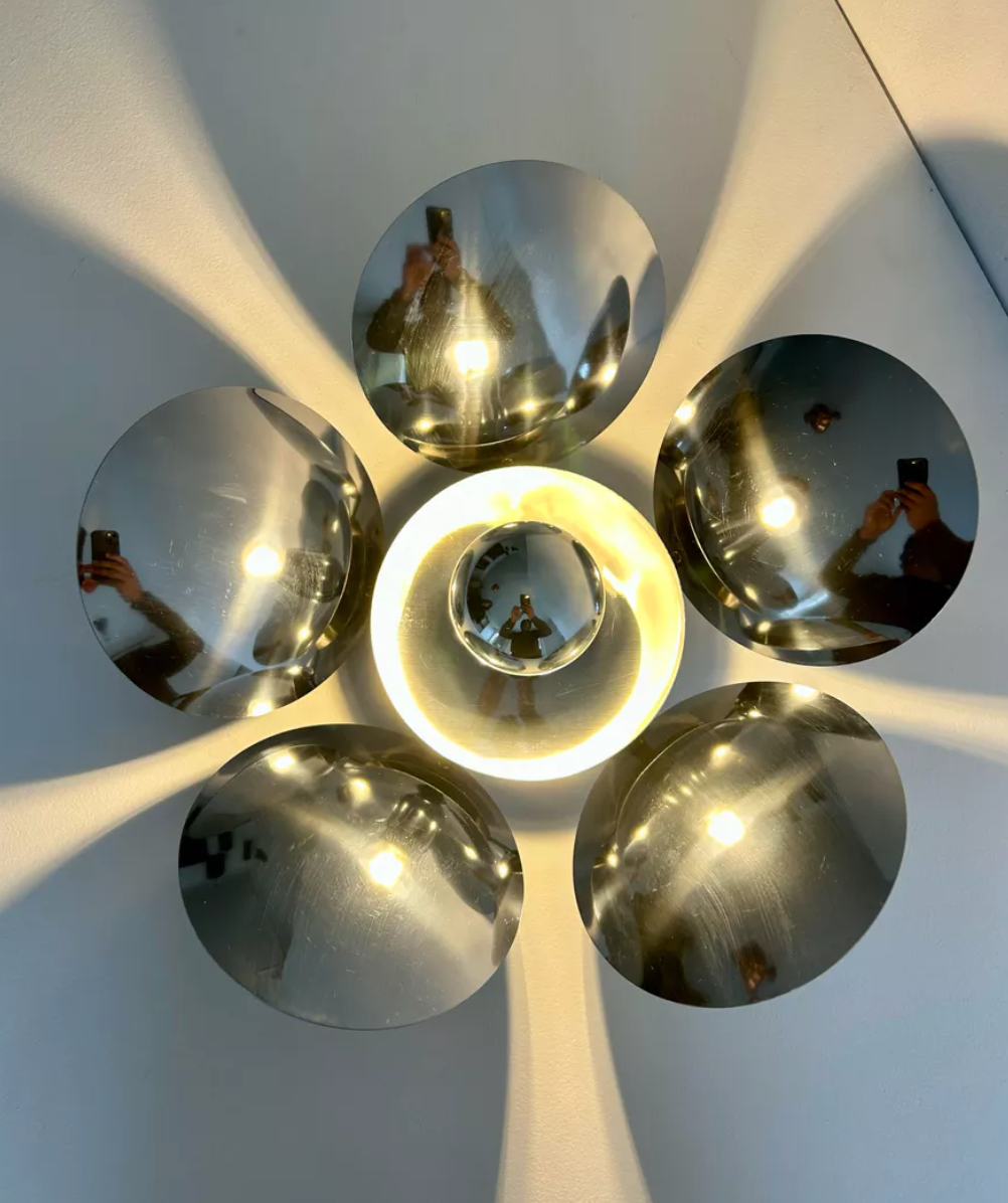 Vintage wall lamp in chromed metal France 1970