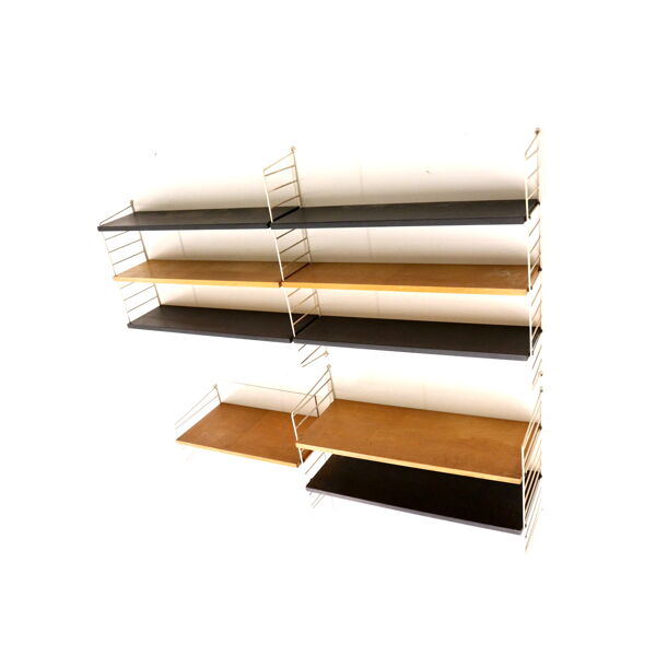 Étagère murale vintage / système mural par Nisse Strinning pour String AB – Suède, fabriqué dans les années 60