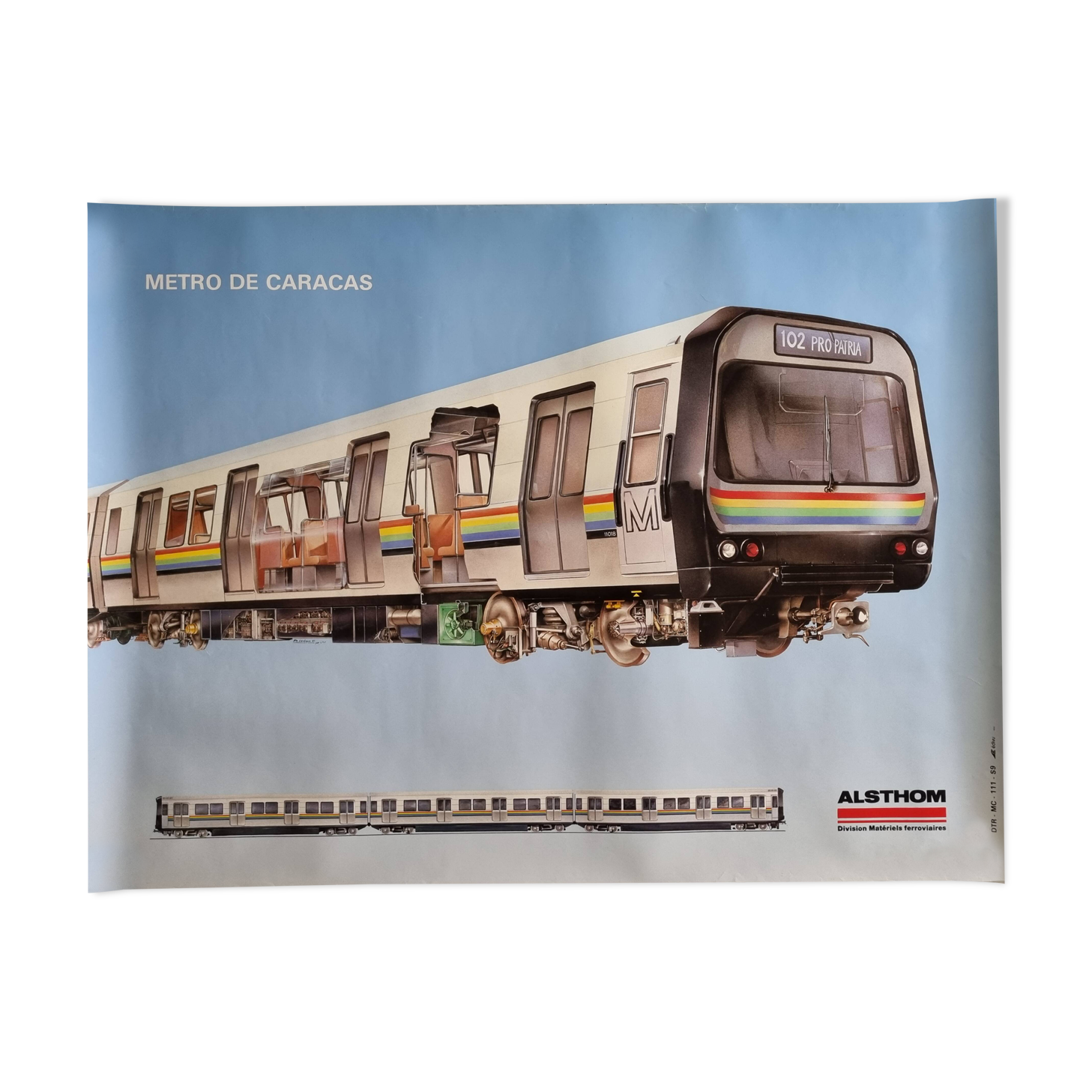Industrial poster "Caracas Metro" Alsthom, 80s, 60 x 80 cm