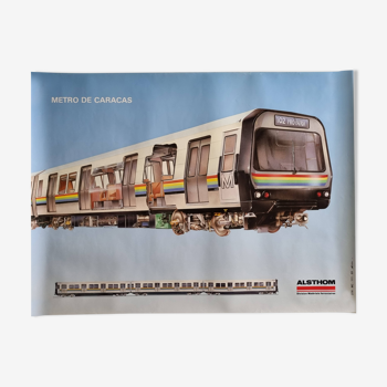 Affiche industrielle "Métro de caracas" Alsthom, années 80, 60 x 80 cm