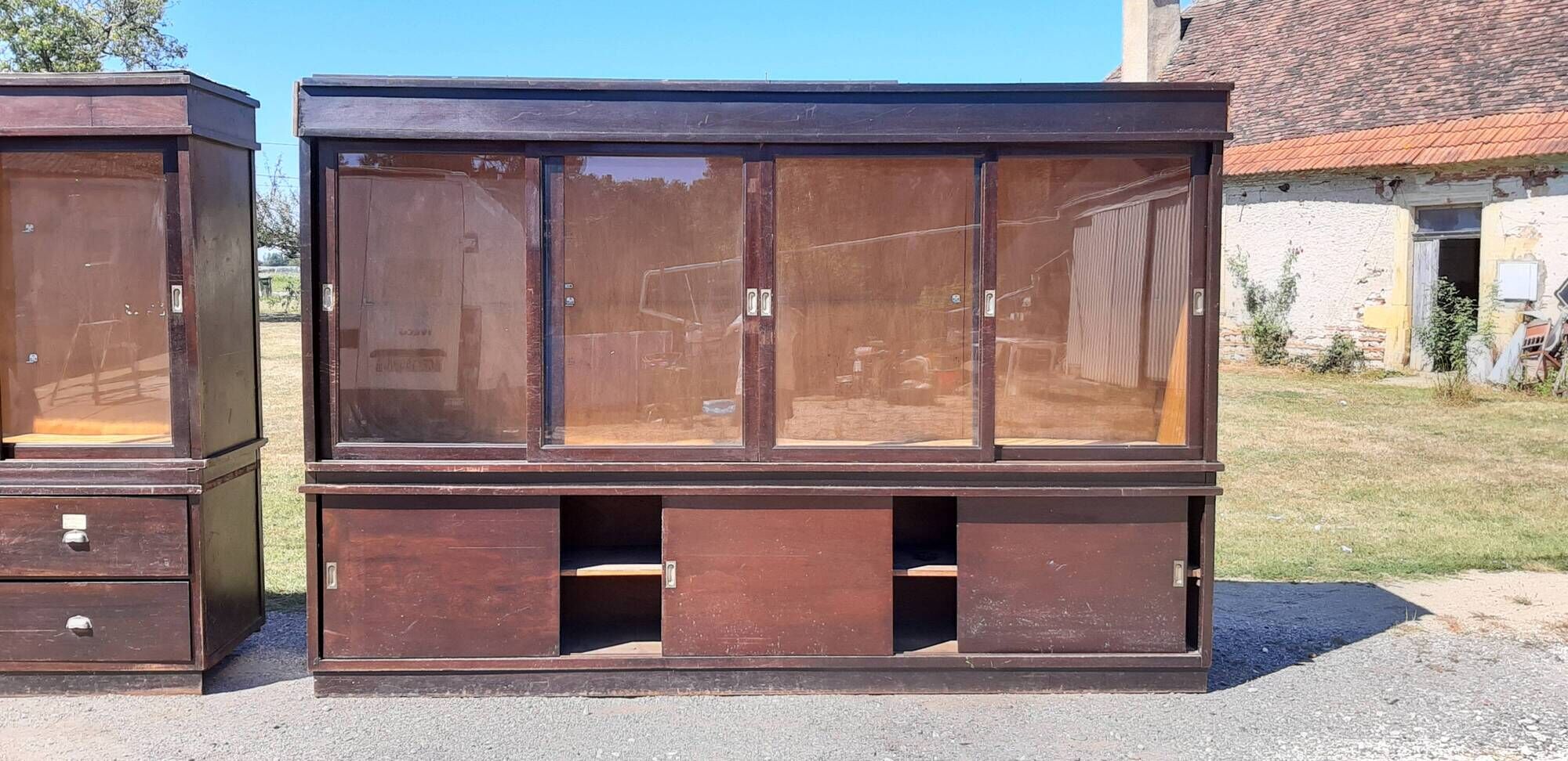 2 wood store furniture and glass doors