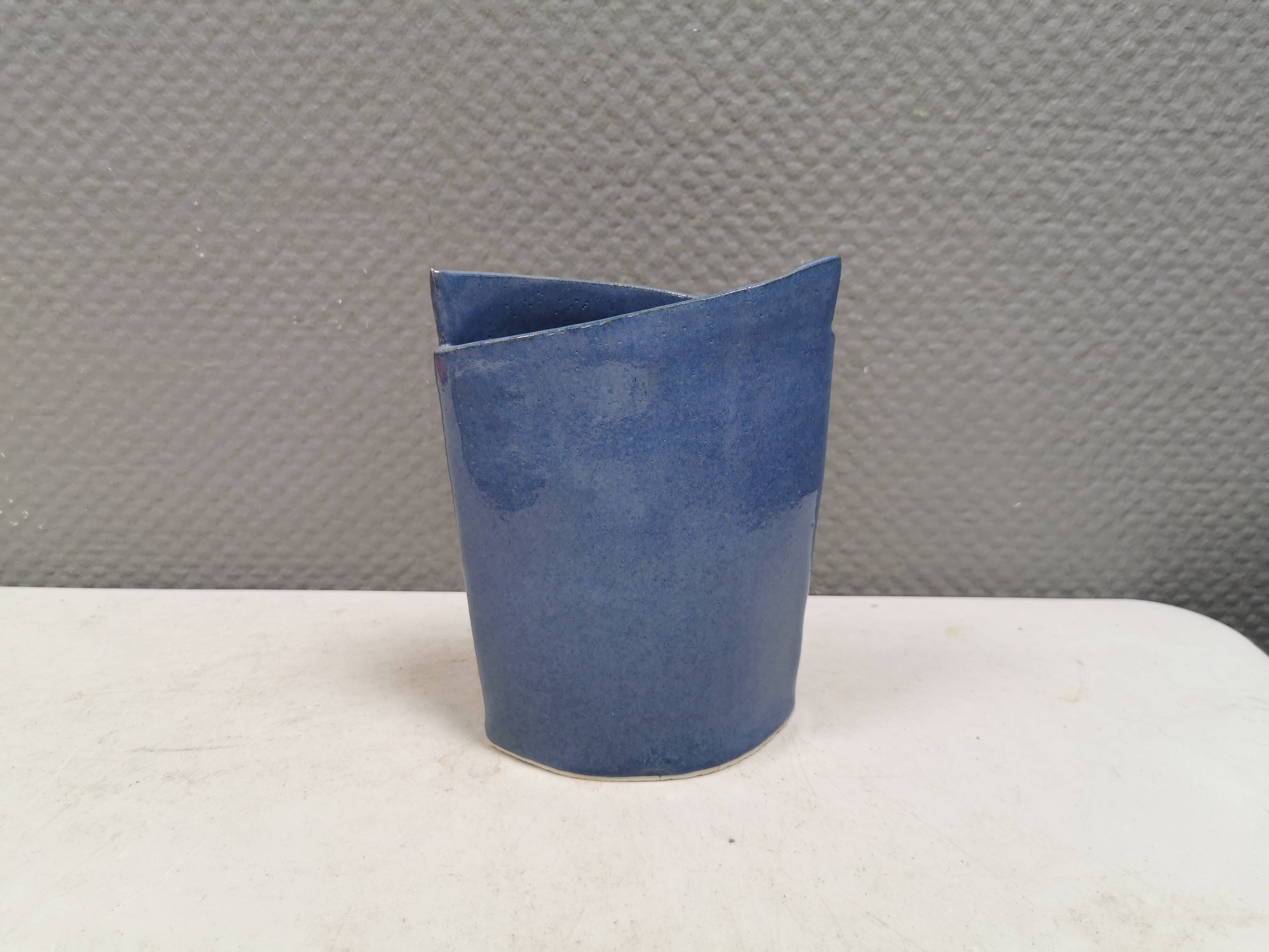 Handmade earthenware vase, with a beautiful light blue glaze. Denmark 1980s