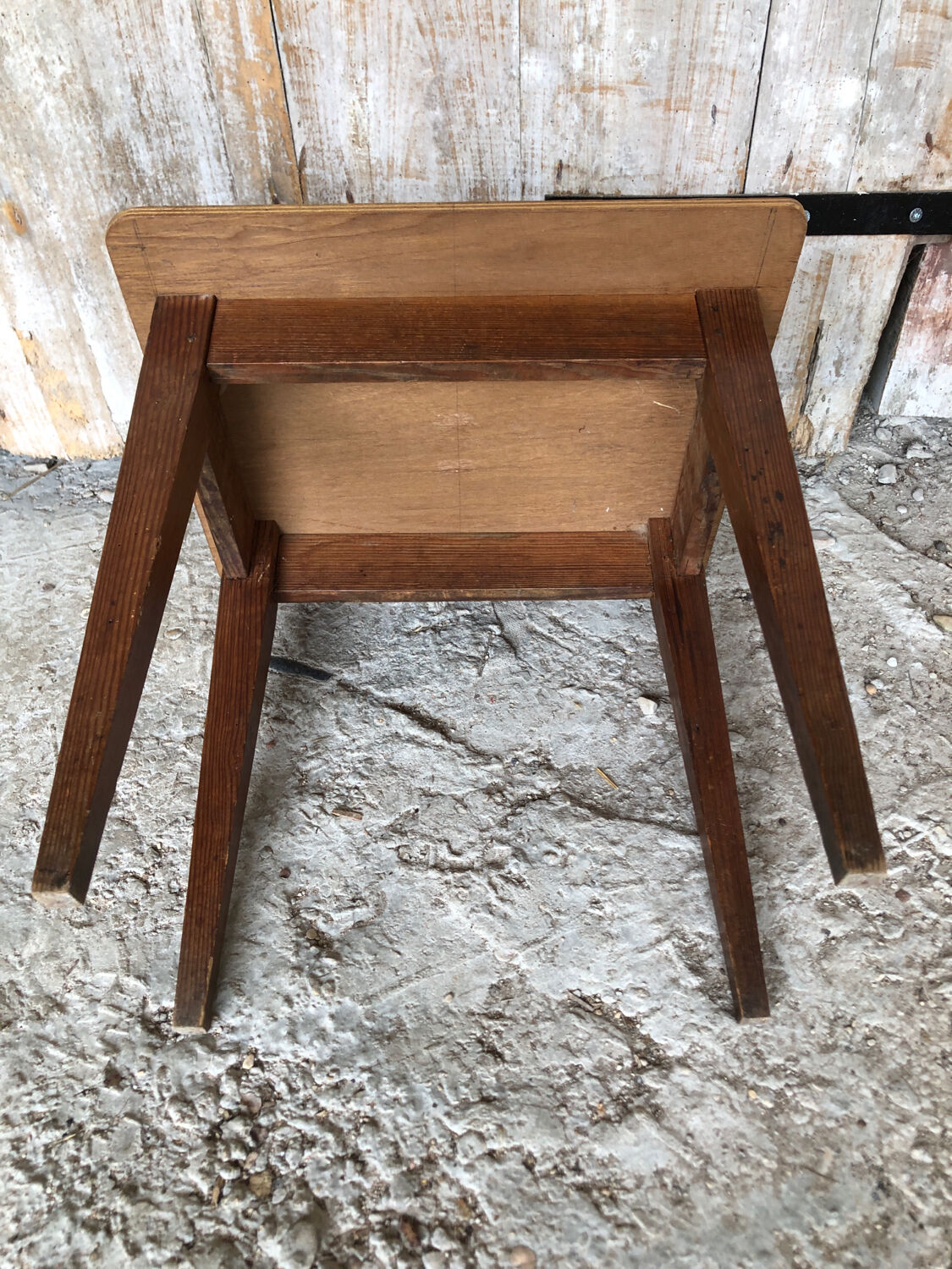 Table School Wood Feet Compass Vintage #A255