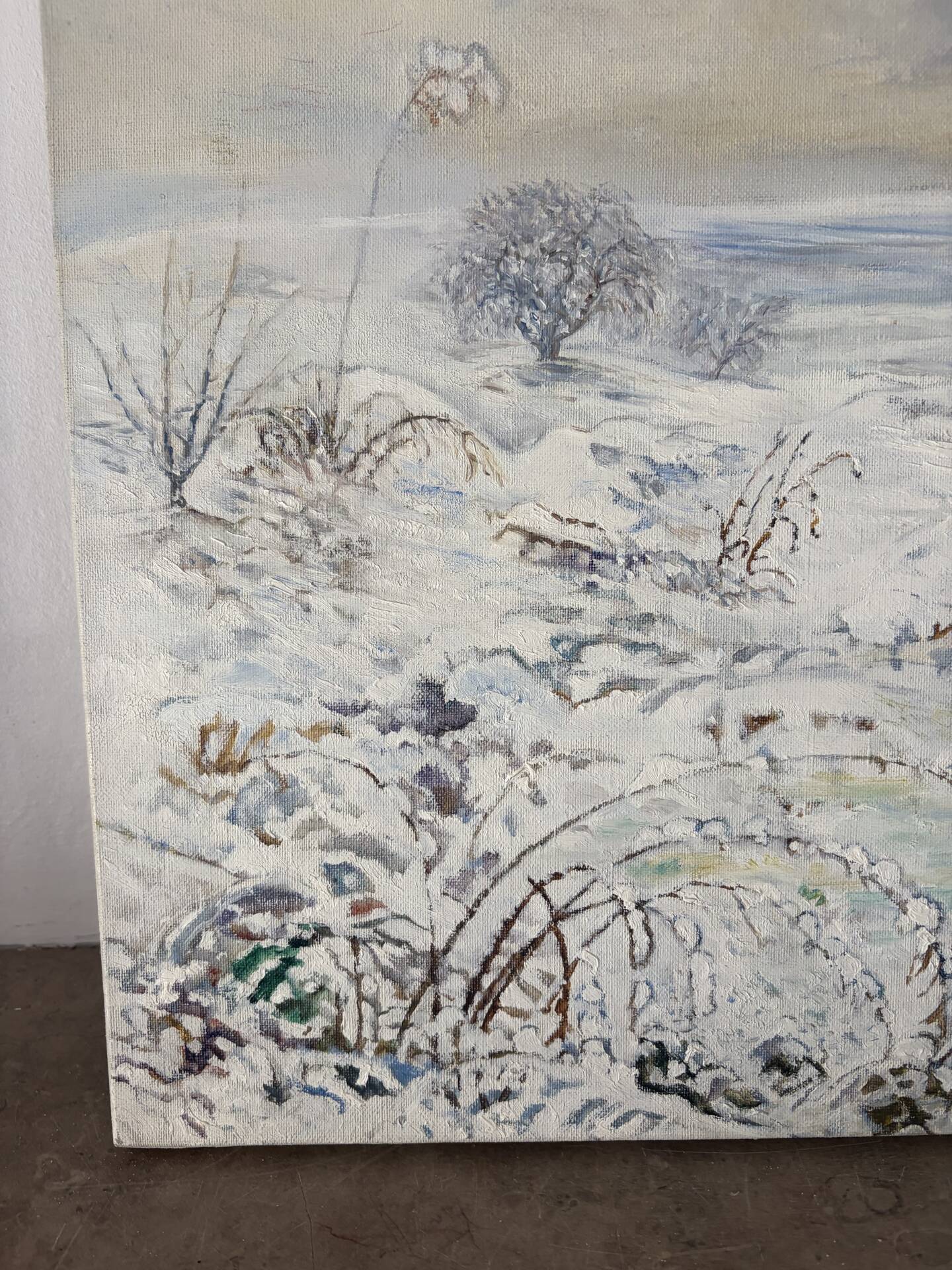 Winter landscape, oil on canvas signed Maurice Bouillot 1971