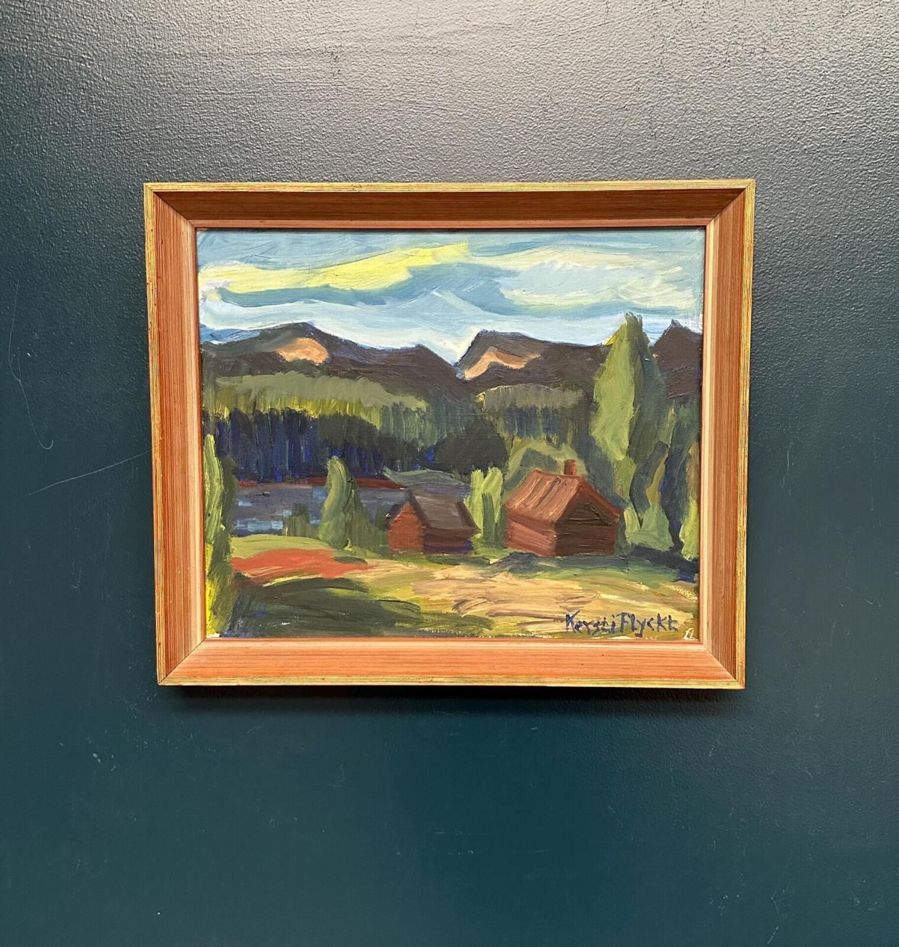 Huile sur panneau suédois – Paysage de montagne par Kerstin Flyckt