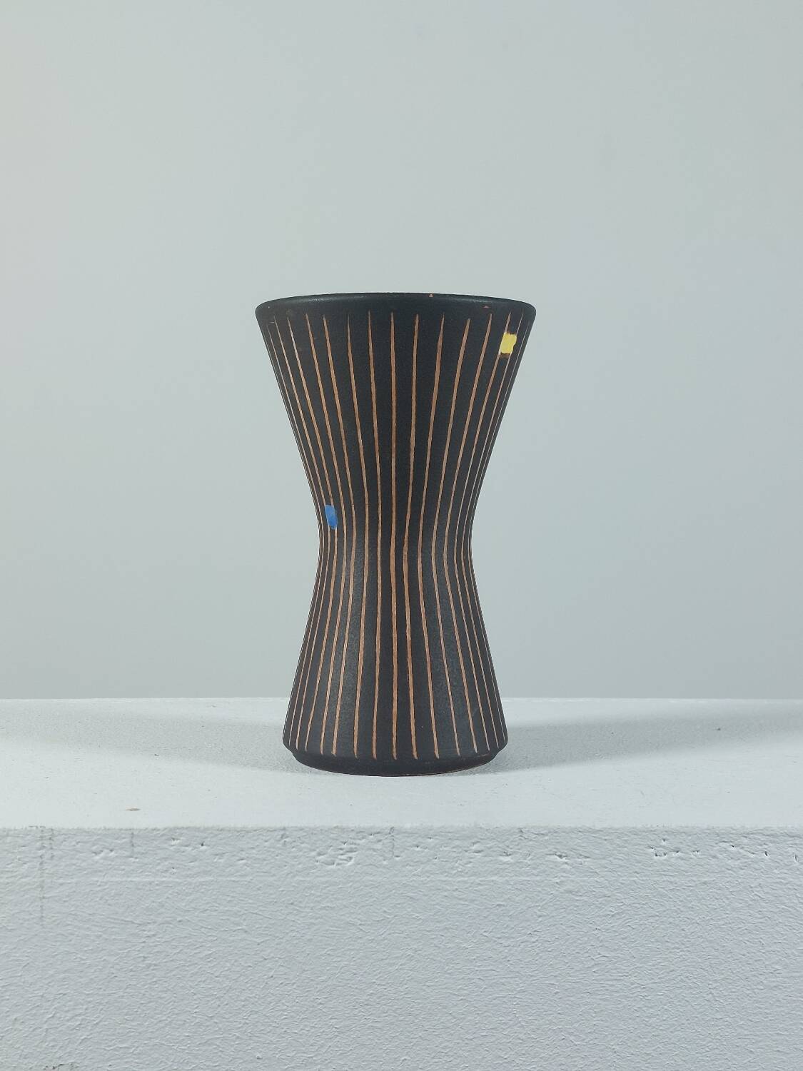 Vintage 1950s studio ceramic vase with sgraffito by Steuler.