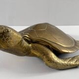Hollywood Regency, brass turtle sculpture/box, France, 1970s