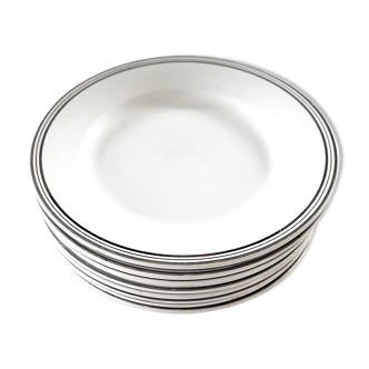 Suite 10 assiettes Digoin liseré argent