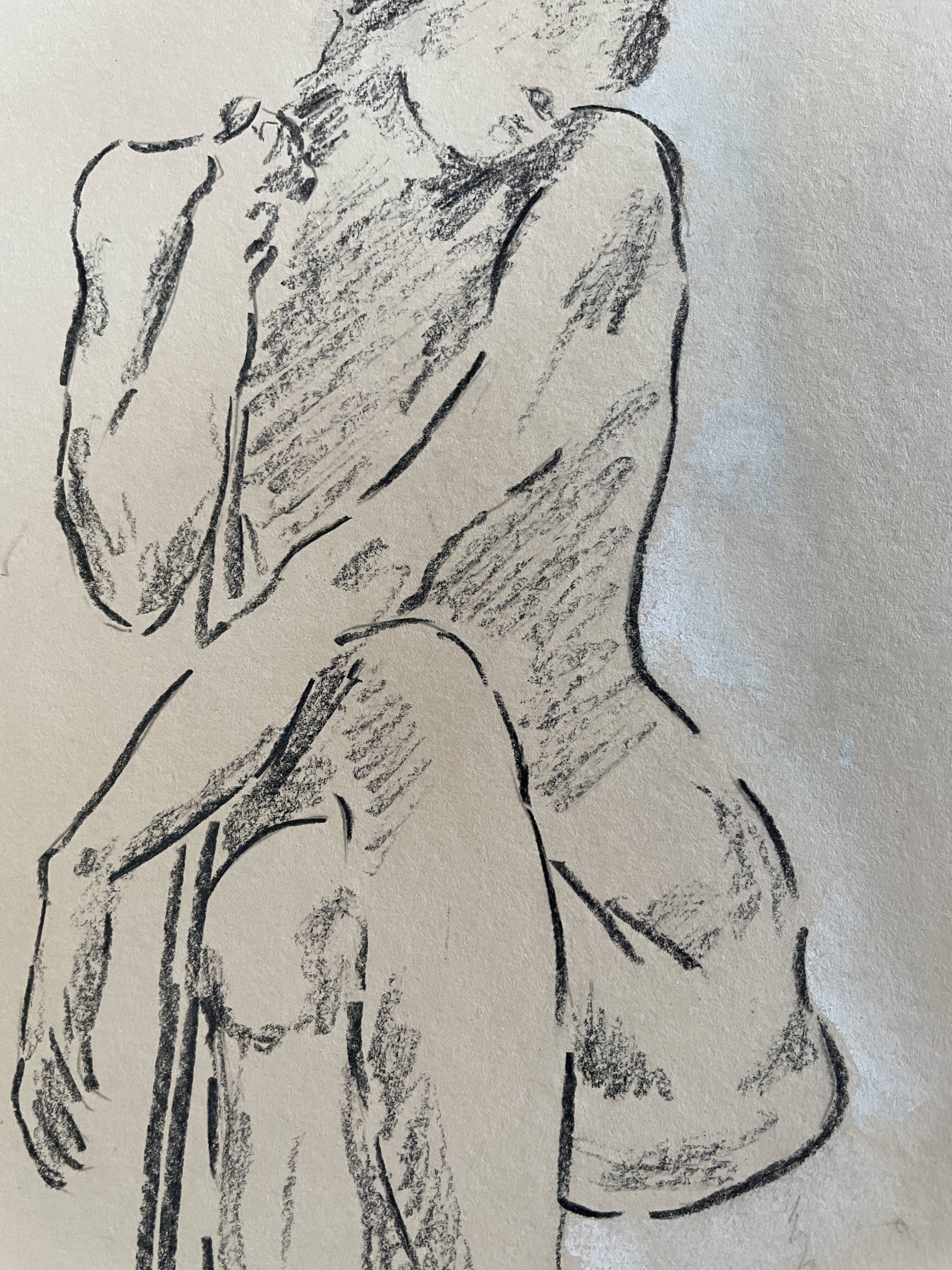 Tableau dessin Fusain signé « portrait de danseuse »