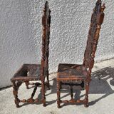 Pair of large chairs to restore in carved wood of the xix th century ref je