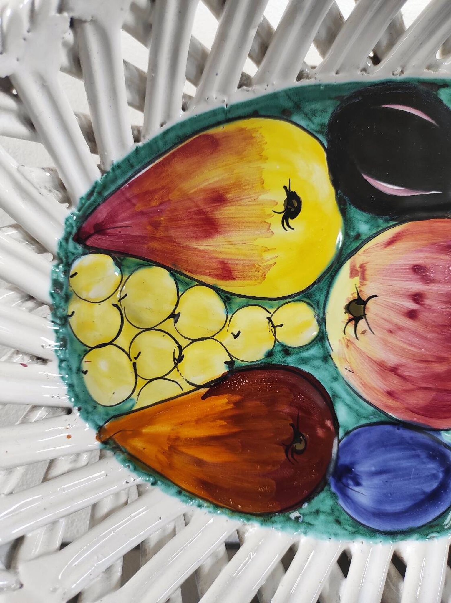 Plat à fruits "Intrecciata"vintage - céramique italienne