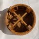 Vintage dutch rattan round stool 1980