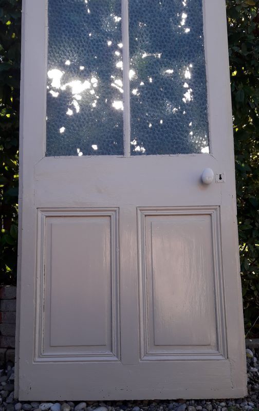 Glass door 82,8x215,3cm old translucent glazing