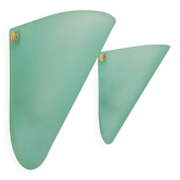 Appliques murales coniques triangulaires vintage en verre dépoli vert de Lumal-It, années 1990, ensemble de 2.
