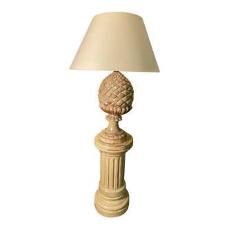 Lampe en terre cuite sur colonne cannelée