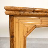 Console with sidetable and mirror in bamboo and rattan