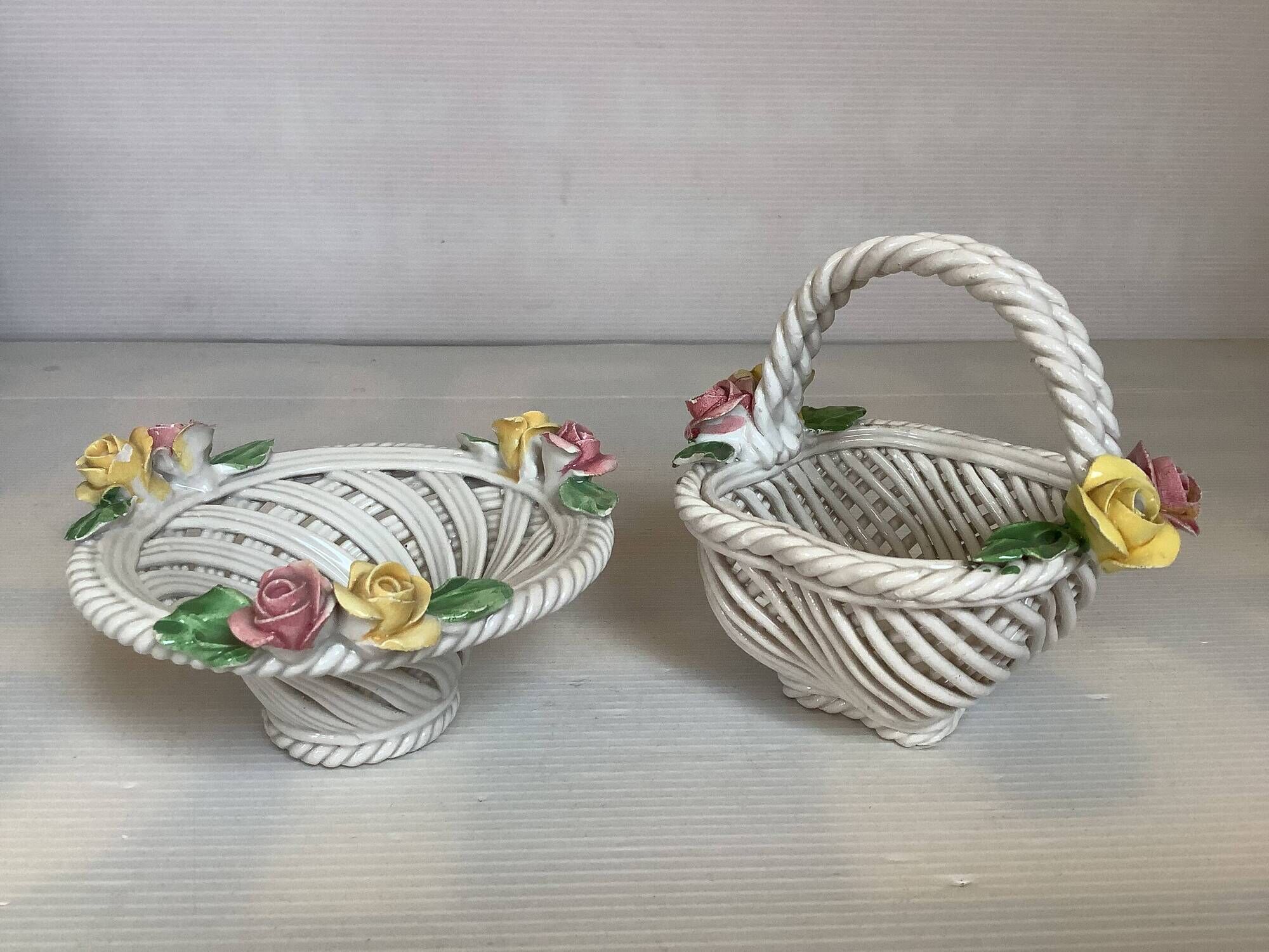 Paire de vide poches en céramique tressée
