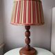 Vintage wooden table lamp with pleated fabric lampshade 1970