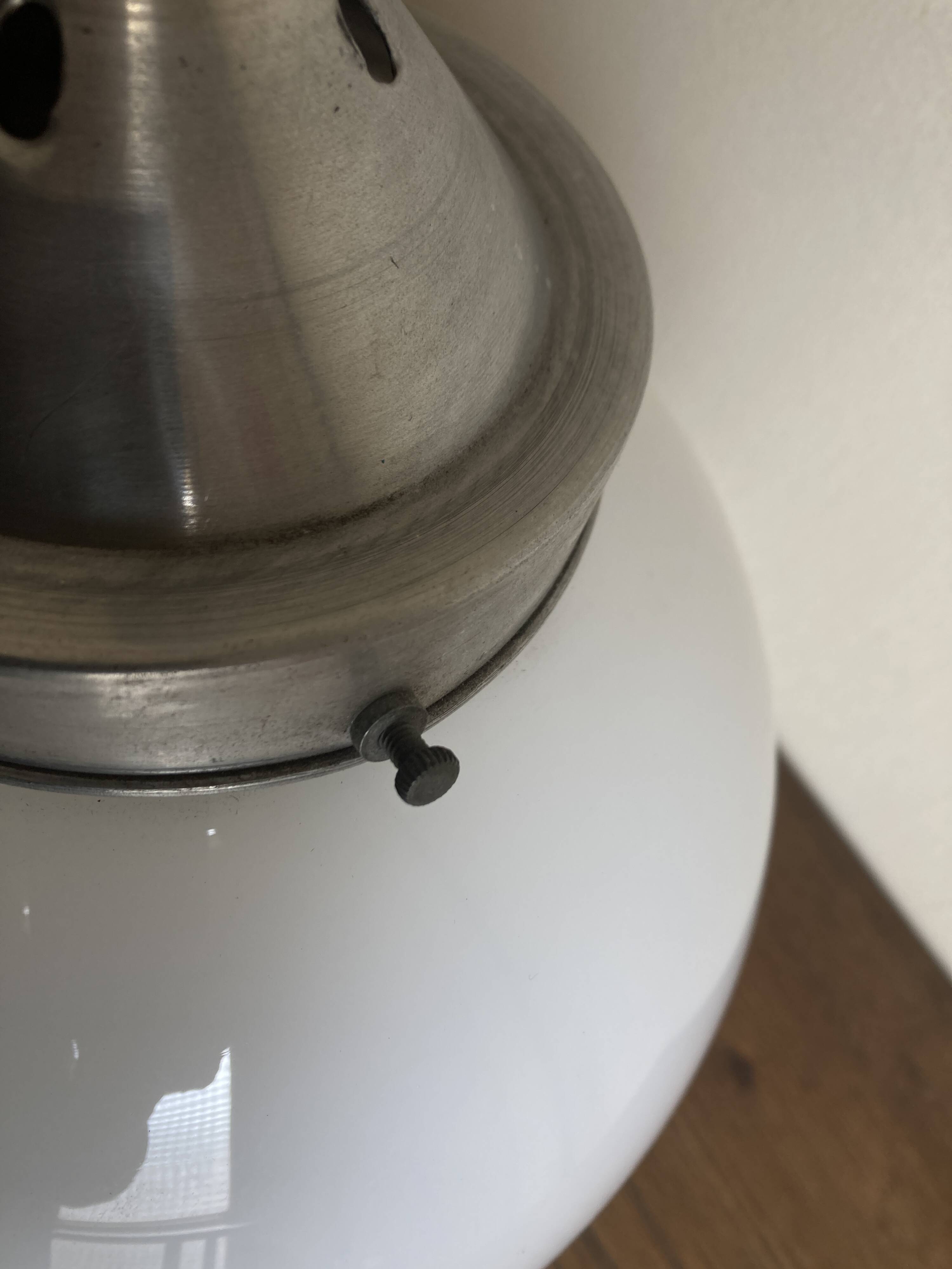 Globe pension suspension in opaline and aluminum 1950