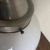 Globe pension suspension in opaline and aluminum 1950