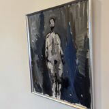 1973 Peinture à l’huile nue suédoise moderne du milieu du siècle « Dans l’ombre », encadrée